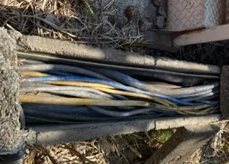 ▲Signal cables placed along a track